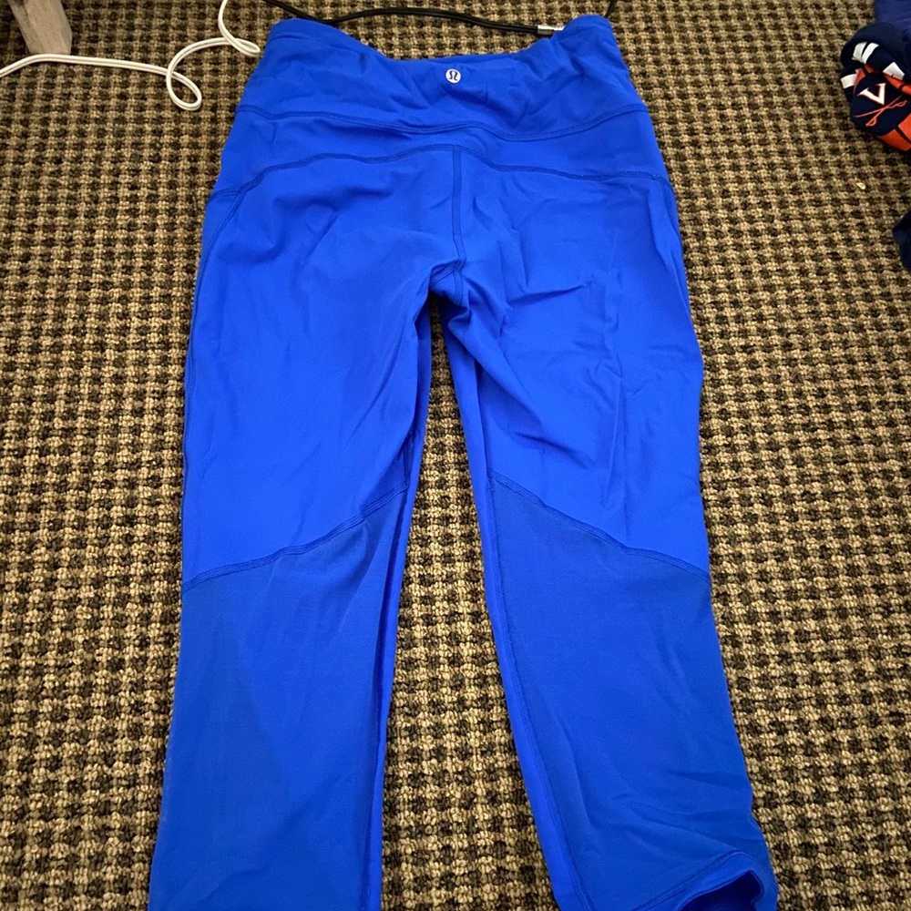 Lululemon Electric Blue Crop Mesh Leggings